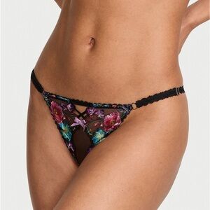 Vs dark blossom embroidered crotchless panty